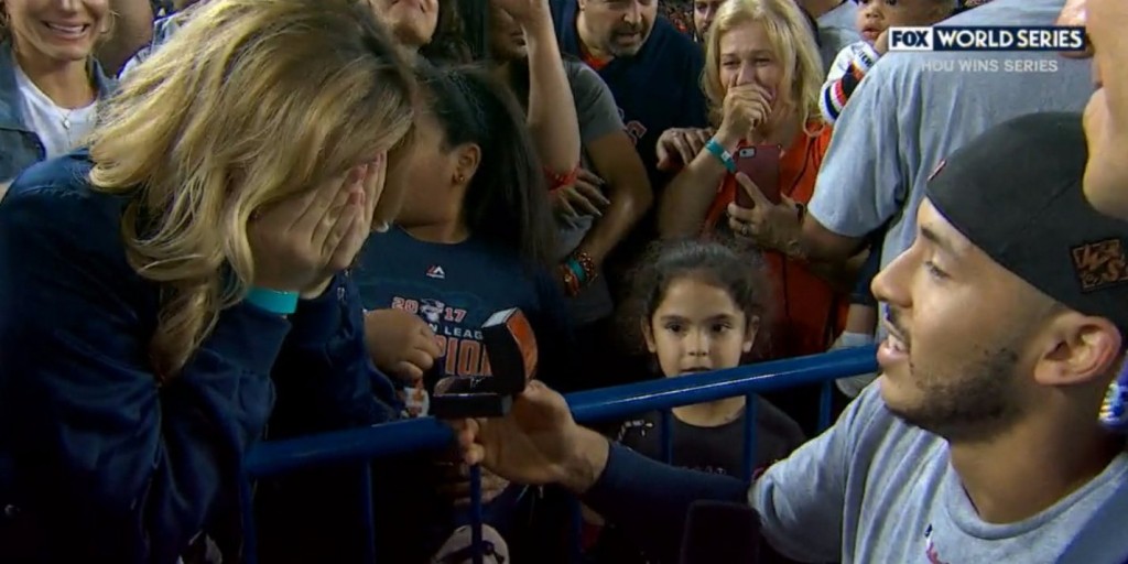 Carlos Correa proposed on live tv after astros win World Series