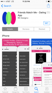 Friends Match Me app on Apple Store
