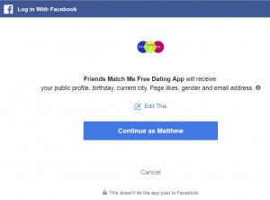 login with facebook option, friends match me